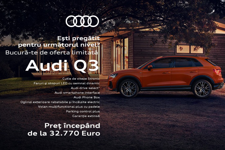 Bucură-te de oferta limitată Audi Q3 - Preț începând de la 32.770 Euro + TVA.