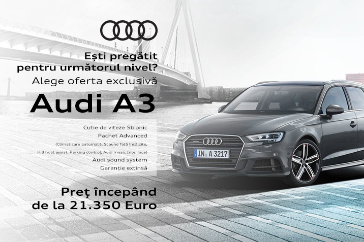 Alege oferta exclusivă Audi A3 - Preț începând de la 21.350 Euro + TVA