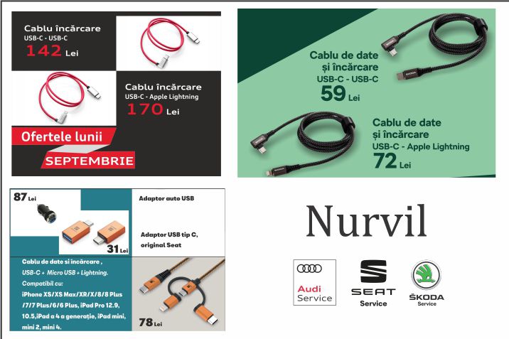 Oferta lunii septembrie - Cablu de date și încărcare Audi, Seat & Skoda