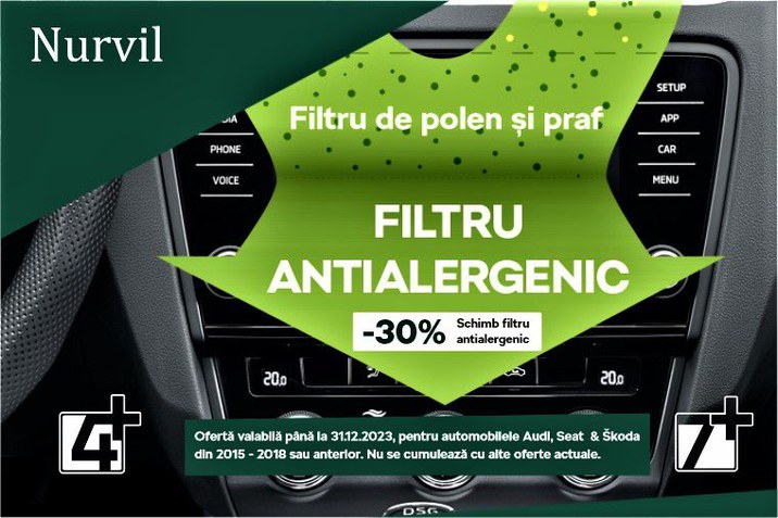 30% reducere schimb filtru antialergenic