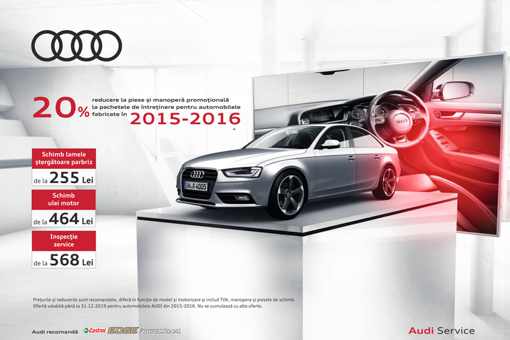 Ofertă specială Service pentru autovehiculele Audi fabricate în 2015-2016